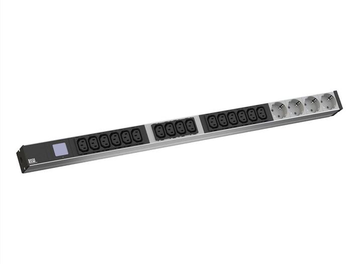 Actual product image Bachmann BN0500 48.26cm 19inch PDU 1U 16xC13 4x protective contact Power measurement connection CEE 16A bl