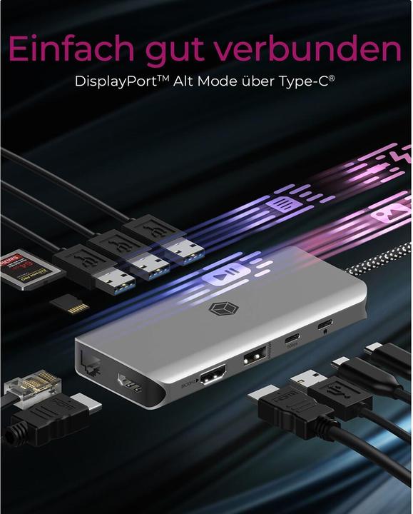 Produktbild Icy Box DockingStation mit 8K, Gigabit LAN & 100W PD IB-DK4061-CPD (USB-C, 12 Ports)