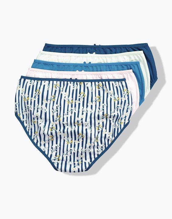 Immagine prodotto Ulla Popken Midislips, 5er-Pack, Blüten/einfarbig (60, Confezione da 5 pezzi)