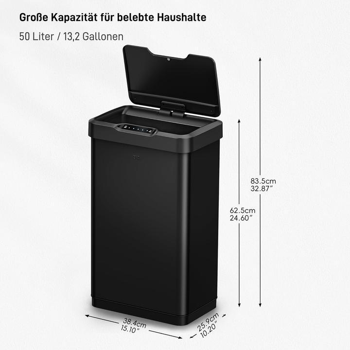 Produktbild EKO Sensor-Aktivierter Mülleimer mit Soft-Close-Deckel und Fingerabdruckresistenz (50 l)