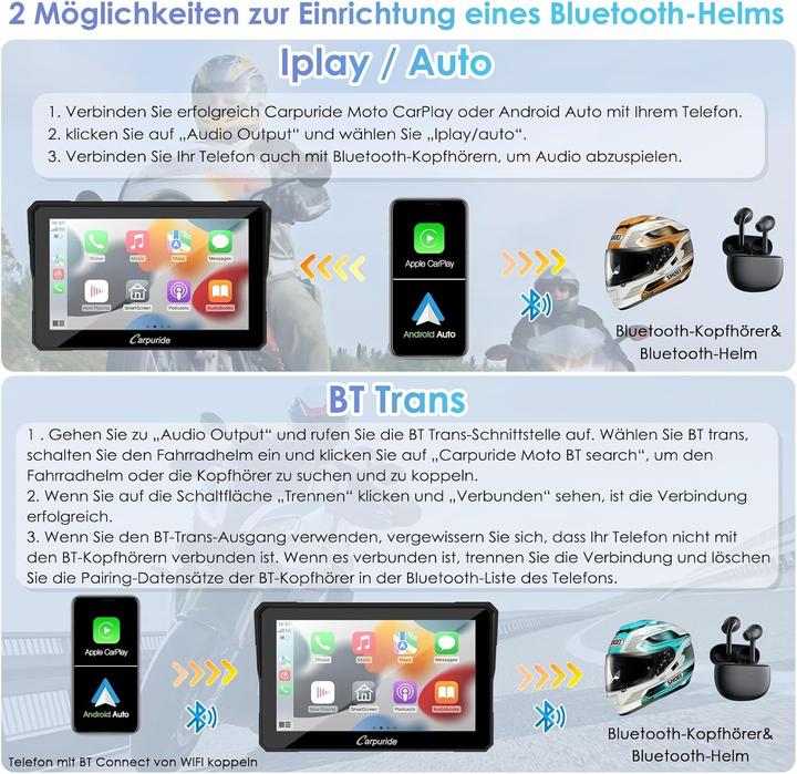 Actual product image Carpuride Motorrad-CarPlay-Bildschirm