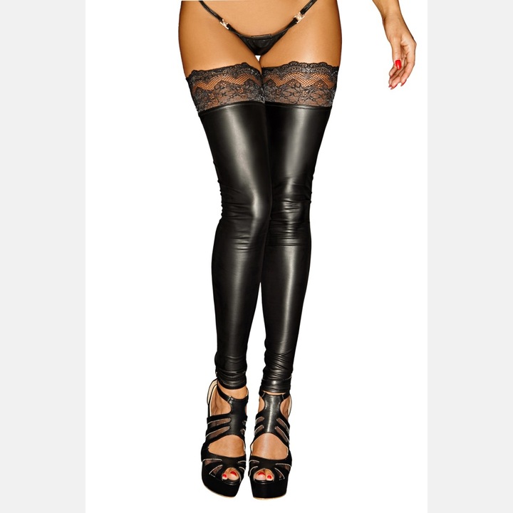 Produktbild Noir Handmade Wetlook Strümpfe halterlos (M)