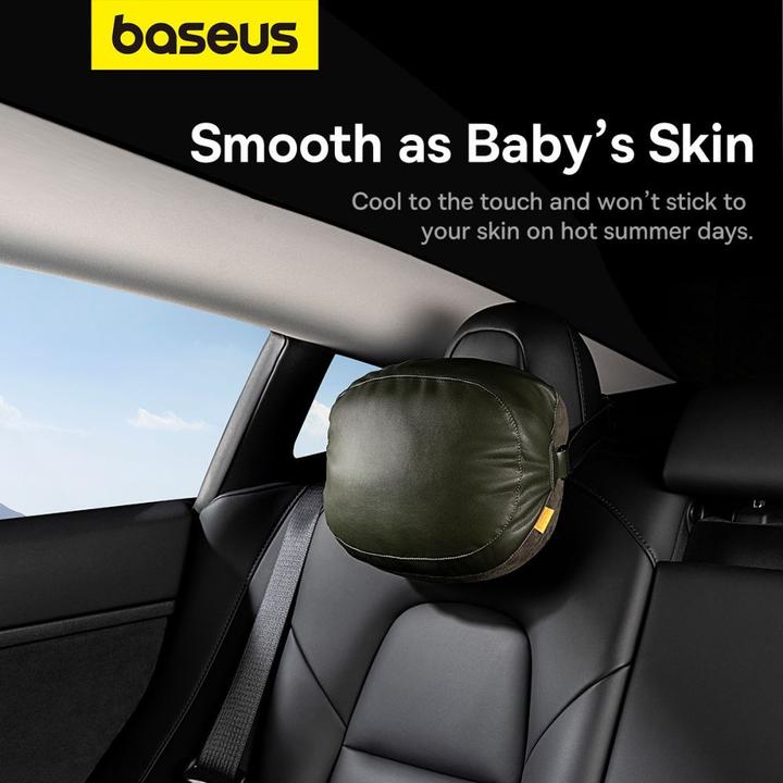 Actual product image Baseus Double sided Car Headrest Mounted Pillow Comfort Ride (green)