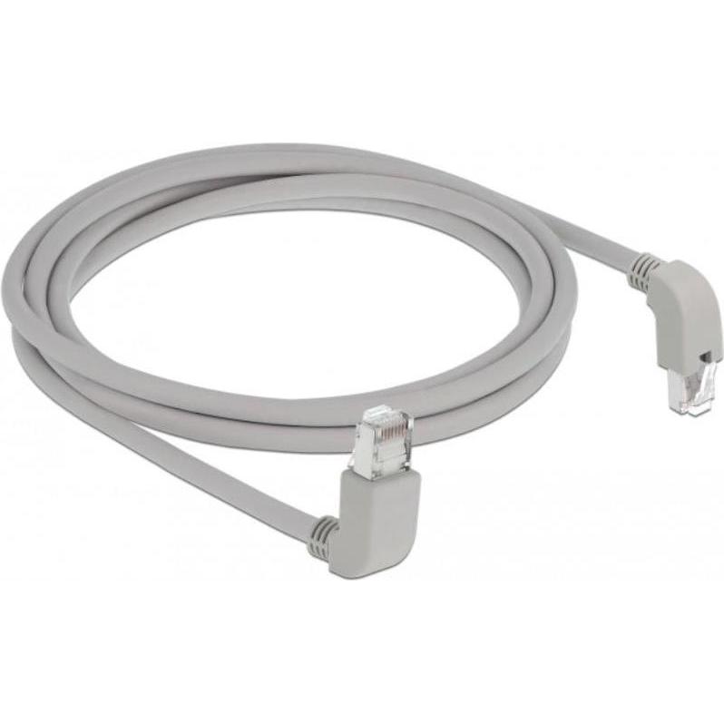 Thumbnail - Delock Patch-Kabel RJ-45 (M) nach oben gewinkelt bis RJ-45 (M) nach unten gewinkelt (SF/UTP, CAT5e, 2 m), Netzwerkkabel