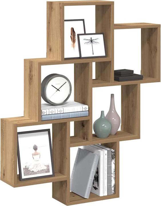 Actual product image VidaXL Würfelregal Wandregal Hängeregal Bücherregal Schweberegal Artisan-Eiche (78 x 15 x 93 cm)