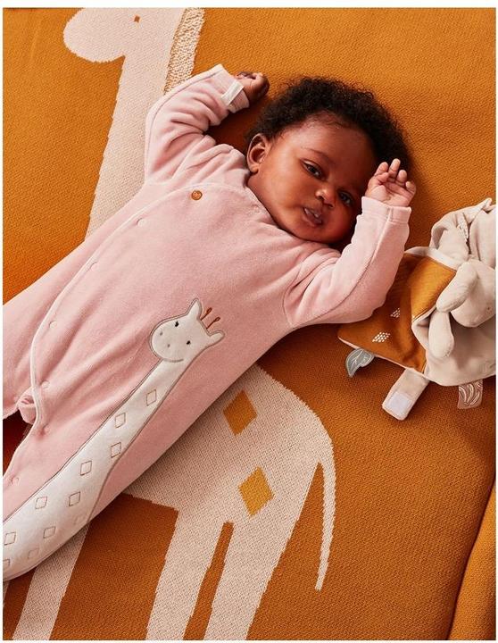 Produktbild Noukies Strampler Velours mit Giraffe Rosa Gr. 56 (56)