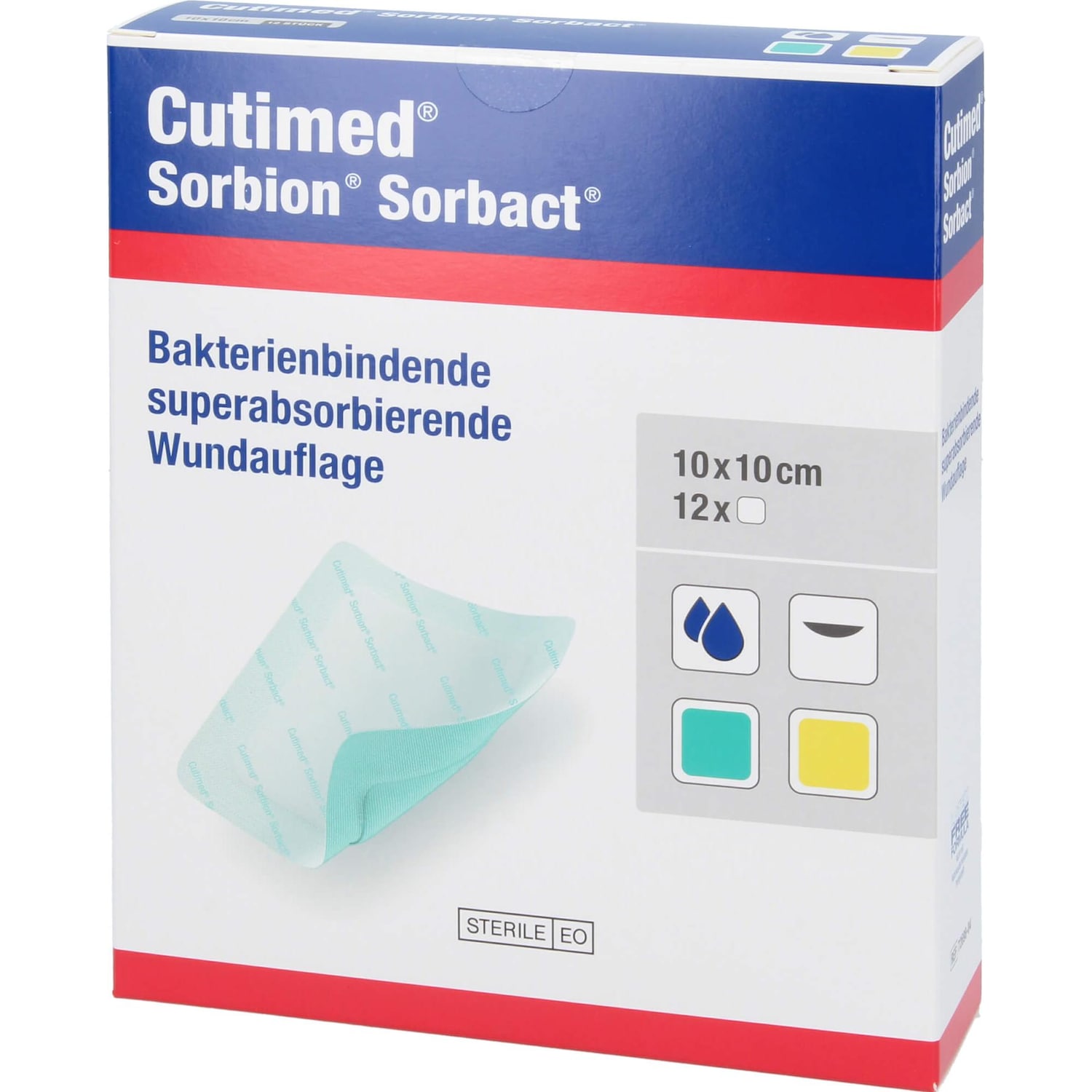 BSN, Verbandsmaterial, Cutimed Sorbion Sorbact 10x10cm, 12 St KOM