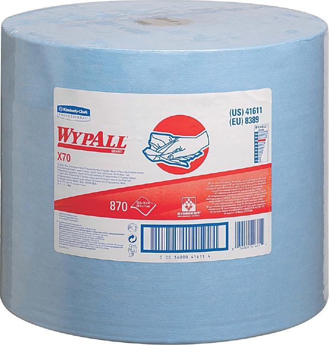 Actual product image Wypall Wipe X70 Dimensions: 31.5 x 34 cm (W x L) Material: Hydroknit Colour: blue (870 x)