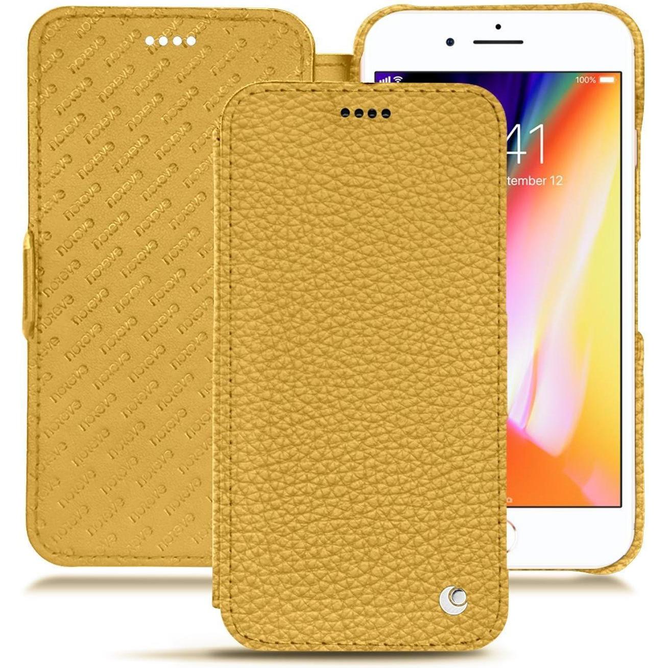 Noreve Lederschutzhülle horizontal (Apple iPhone 8 Plus), Smartphone Hülle, Orange