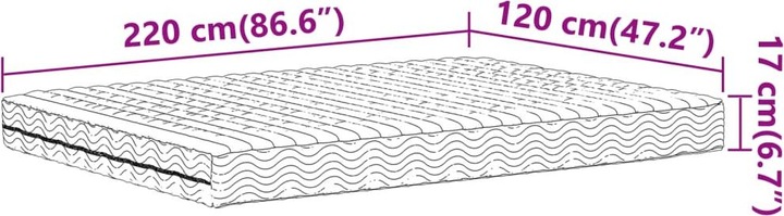 Produktbild VidaXL Schaumstoffmatratze 120 x 220 cm Härtegrad H2 H3 (120 x 220 cm, Schaumstoffkern)