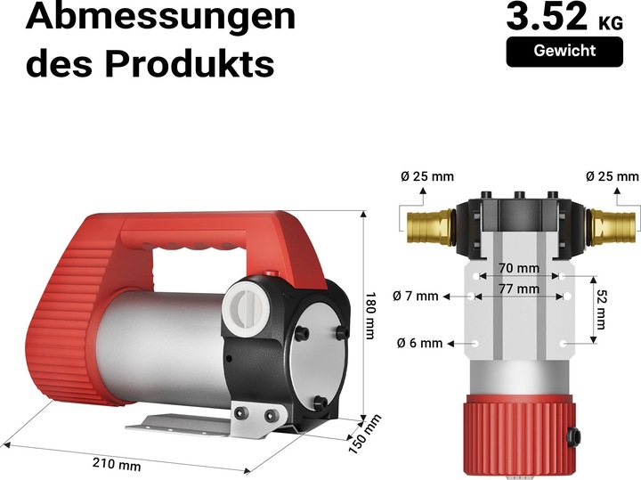 Produktbild Wiltec Bio Dieselpumpe 12V 160W 40l/min Heizölpumpe selbstansaugend Absaugpumpe