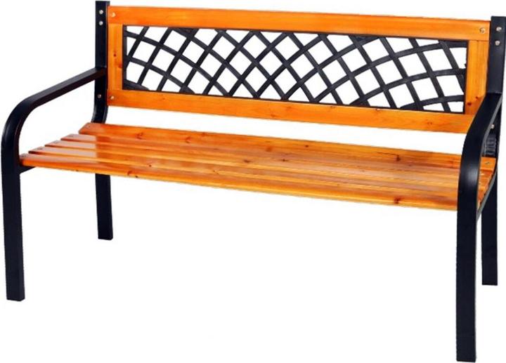 Mojawo Gartenbank Parkbank Massivholz Metall pulverbeschichtet 120x52x74cm