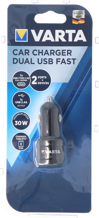 Image du produit Varta Chargeur de voiture double USB