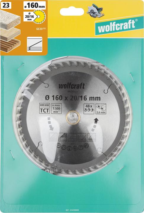Produktbild wolfcraft wolfcraft 1 Kreissägeblatt HM 56 Z. ø184x20/16 mm