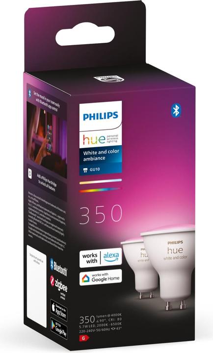 Produktbild Philips Hue White & Color Ambiance BT (GU10, 5.70 W, 350 lm, 2 x, G)