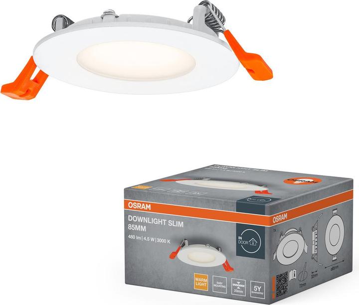 Actual product image Osram 4099854444708 Downlight Slim 85mm 4.5W 3000K LED ceiling light 4.50 W (240 lm)