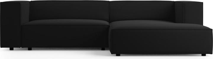 Actual product image Cosmopolitan Design Velvet Right Corner Sofa, "Arendal", 3 Seats, Black, 224x166x70 Made in Europe (Corner sofa)