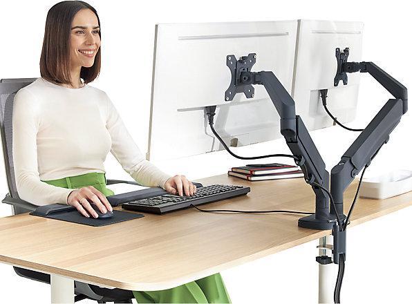 Productafbeelding Leitz Schermsteun 2 monitoren fluweelgrijs (Tabel, 32", 9 kg)