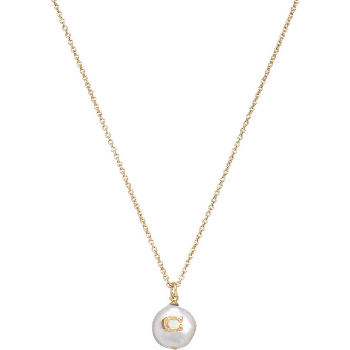 Coach, Collana, - Elegant gold plated necklace with pearl 37440611GLD107, (Oro)