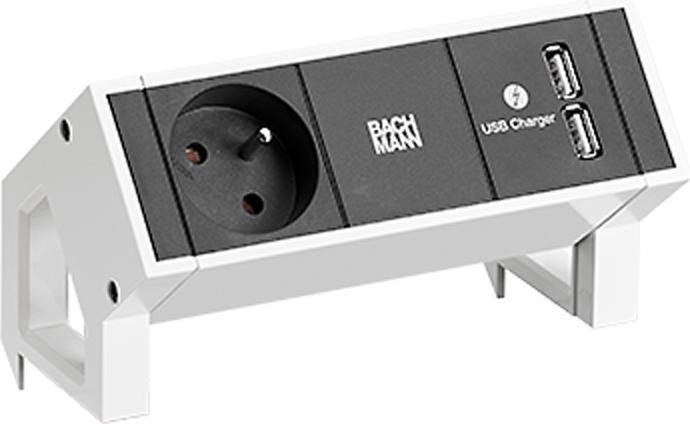 Produktbild Bachmann Desk 2 - 1 AC-Ausgänge - Indoor - Typ E - Weiss - 155 mm - 1 Stück(e) (1x, CEE 7/3, CEE 7/5)