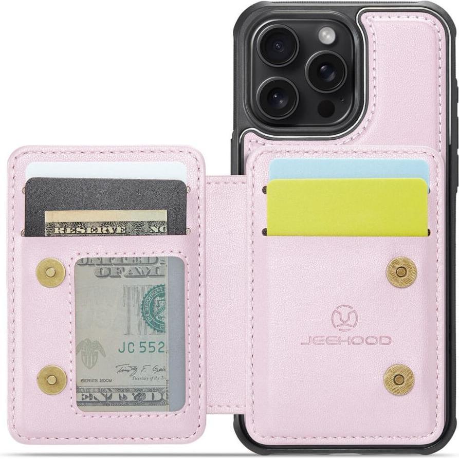 Thumbnail - Cover-Discount iPhone 16 Pro - 2-in-1 Backcover mit Kreditkarten-Etui (Apple iPhone 16 Pro), Smartphone Hülle, Rosa