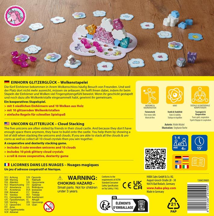 Nährwerte und Zutaten Haba Einhorn Glitzerglück (Deutsch, Spanisch, Französisch, Niederländisch, Italienisch)