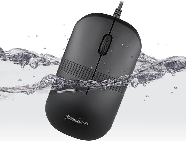 Actual product image Perixx PERIMICE-503 B, waterproof mouse, corded, black (Cable)