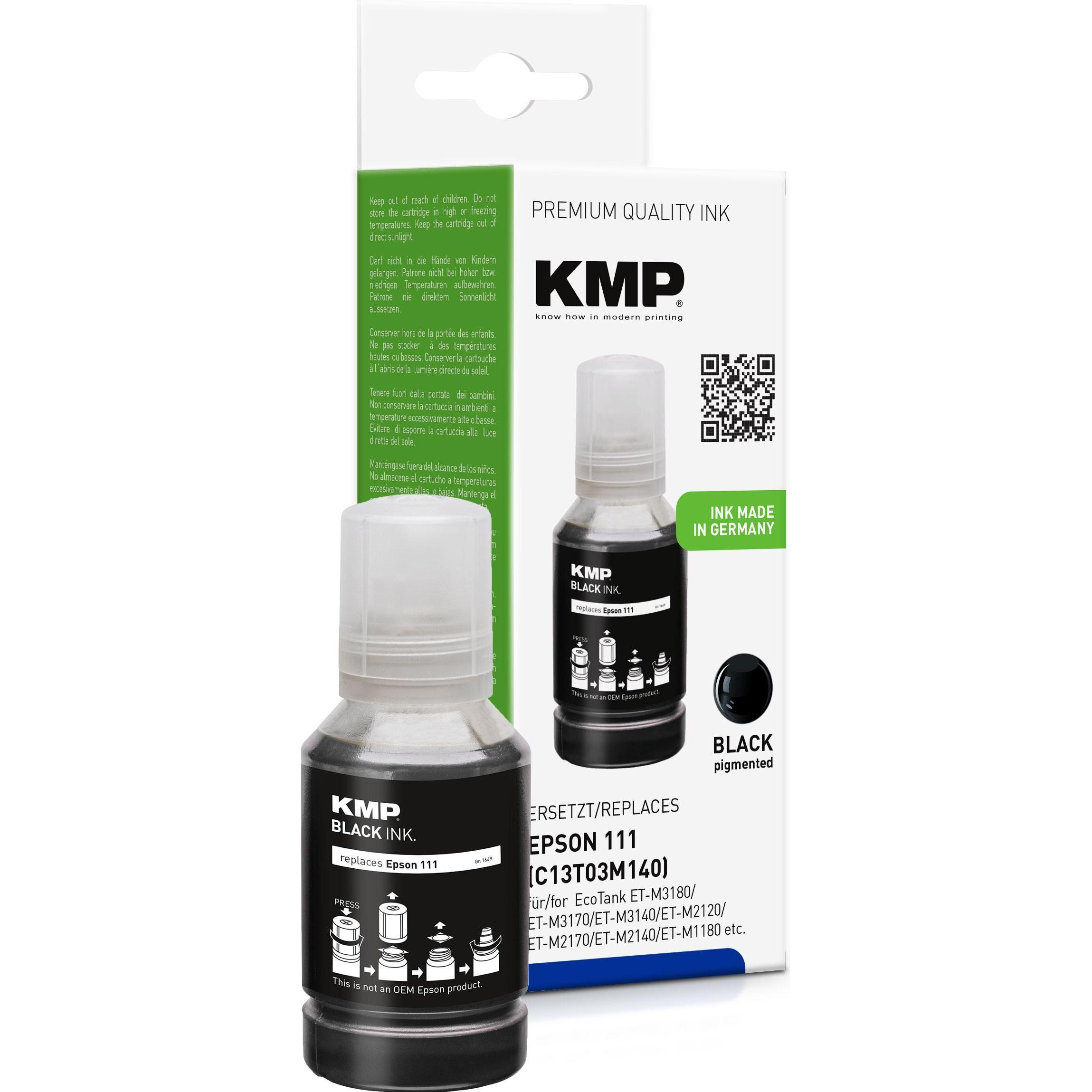 KMP, Druckerpatrone, schwarz Tintenflasche kompatibel zu EPSON 111 (T03M140)