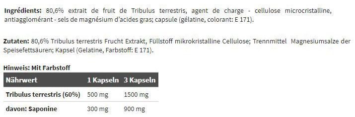 Nährwerte und Zutaten Olimp Sport Nutrition Olimp Tribusteron 60 (120 Caps) (120 Stück, Kapseln)