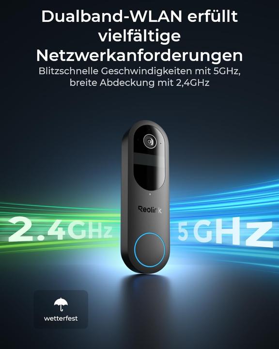 Actual product image Reolink Sonnette vidéo avec hub, 2K Wi-Fi double bande, détection intelligente, sans abonnement