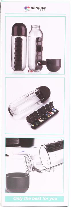 Actual product image Benson Care Drinking bottle with pill box 600 ml mix