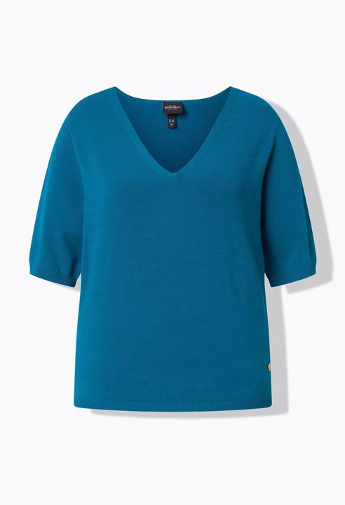 Produktbild Ulla Popken Pullover, elastischer Saum, V-Ausschnitt, Halbarm (60)