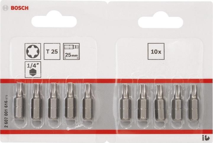 Produktbild Bosch Professional Zubehör Schrauberbit Extra-Hart T25, 25 mm, 10er-Pack (Innensechsrund TX)