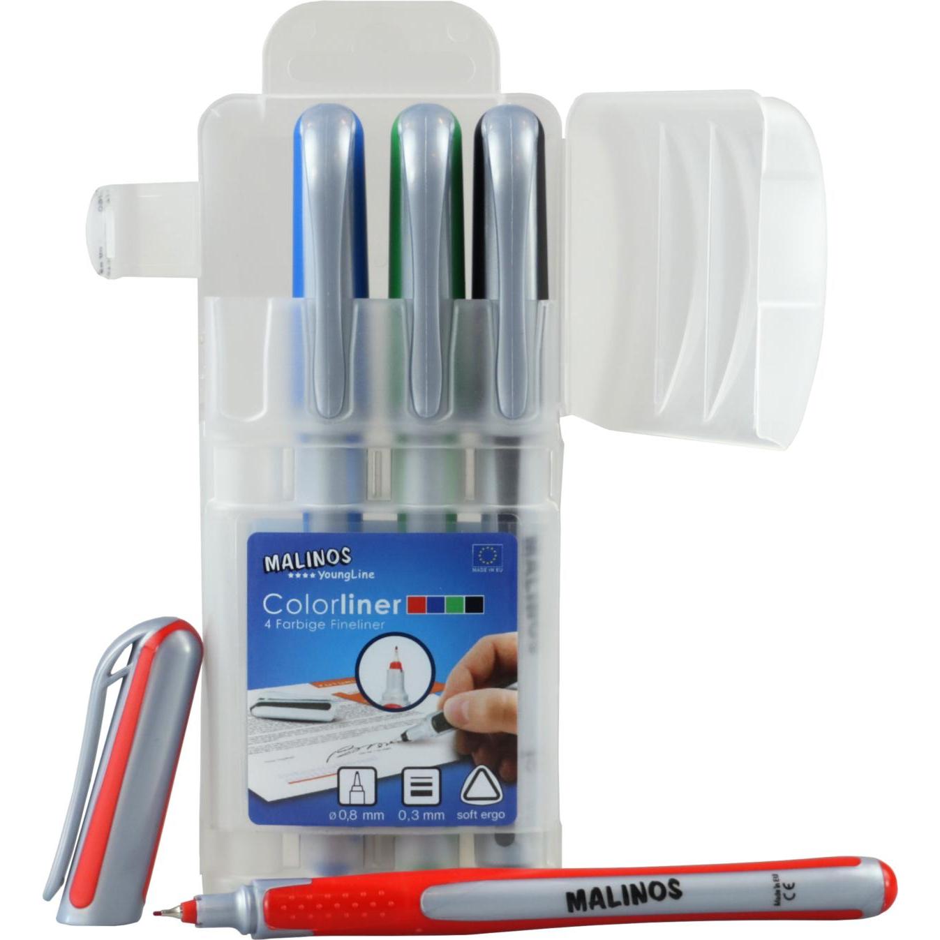 Malinos, Schreibstifte, Fineliner Color 4 Farben 4+ (Mehrfarbig)