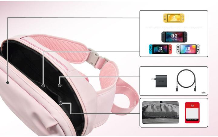 Produktbild HORI SWITCH 2/SWITCH Borsa a Tracolla Rosa (Switch, Switch 2, Switch Lite, Switch OLED)