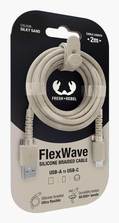 Image du produit Fresh'N Rebel Fresh 'n Rebel USB-A zu USB-C silikon geflochtenes Kabel"FlexWave" 2m, Silky Sand (2 m, 18 W)