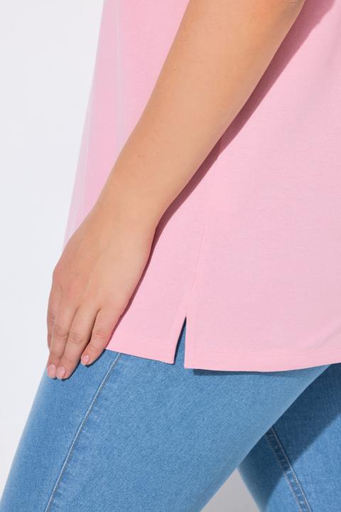 Image du produit Ulla Popken Polo en maille piquée. Patte de boutonnage en velours. Manches courtes (60)