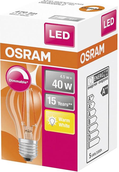 Actual product image Osram Retrofit Classic A (E27, 4.50 W, 470 lm, 1 x, F)