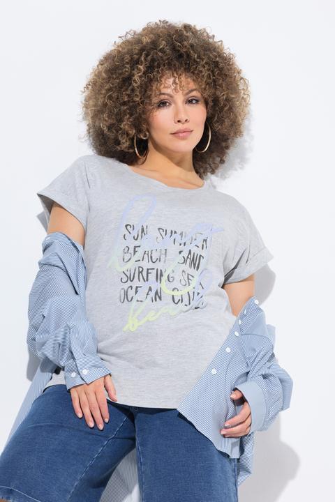 Immagine prodotto Ulla Popken T-shirt dal taglio oversize con scritta, scollo a girocollo e mezze maniche (42, 44)