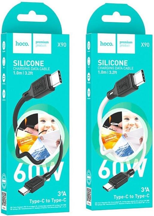 Image du produit Hoco USB-A to USB-C X90, 60W, 3A, 1m, blanc (1 m, 60 W)