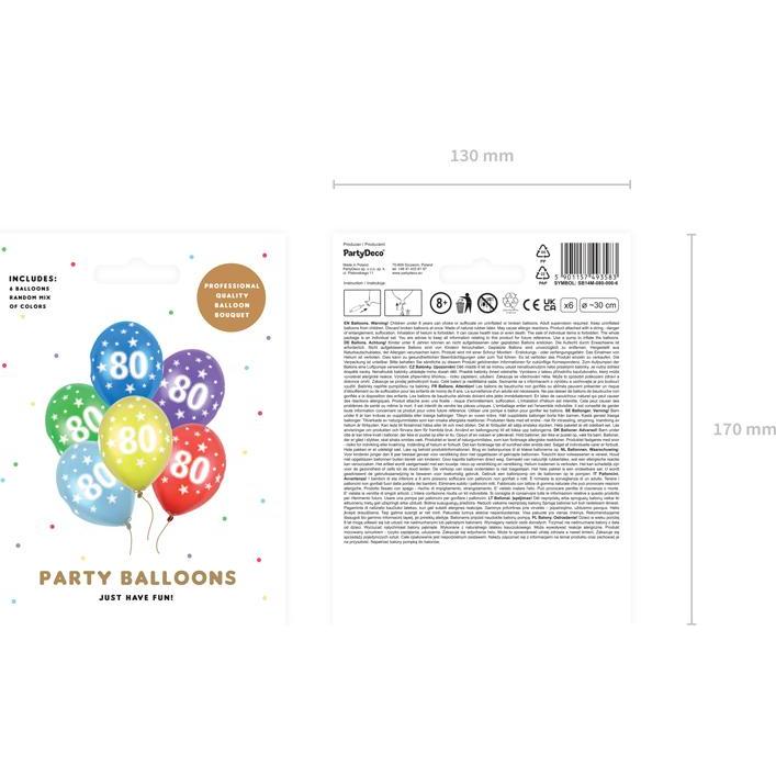 Thumbnail - Partydeco Balloons 30cm, 80th Birthday, Metallic Mix (1 pkt / 6 pc.)