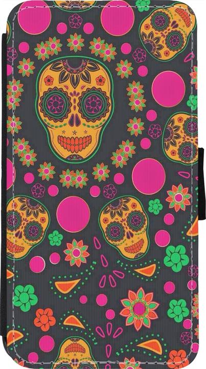 Produktbild PhoneLook Hülle Wallet schwarz Halloween 22 colorful mexican skulls (Apple iPhone 11 Pro)
