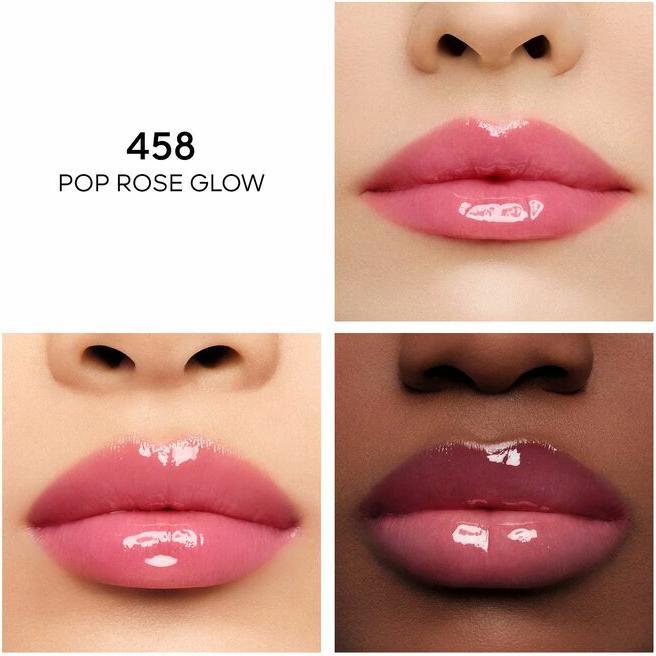 Actual product image Guerlain KissKiss 24 Bee Glow Oil 458 Pop Rose 9.5 ml (458 Pop Rose Glow)