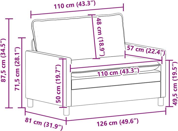 Produktbild vidaXL Modernes Sofa (2-Sitzer)