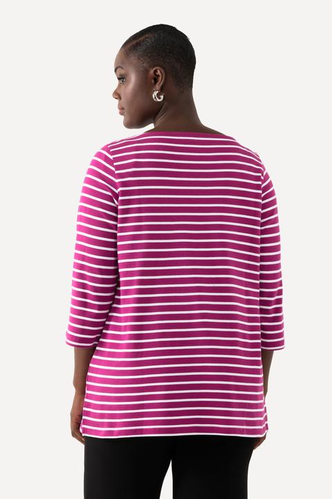Produktbild Ulla Popken Ringelshirt, Pima Cotton, U-Boot-Ausschnitt, 3/4-Arm (42, 44)