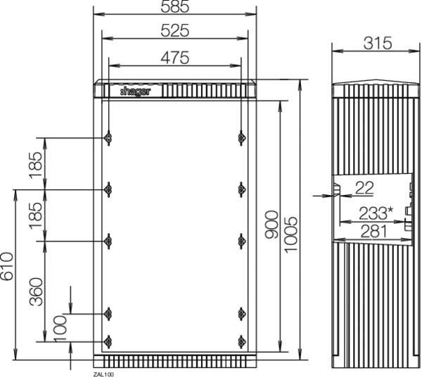 Produktbild Hager HAG ZAL100 Kabelverteilerschrank Gr.0/1005, leer (Verteiler)