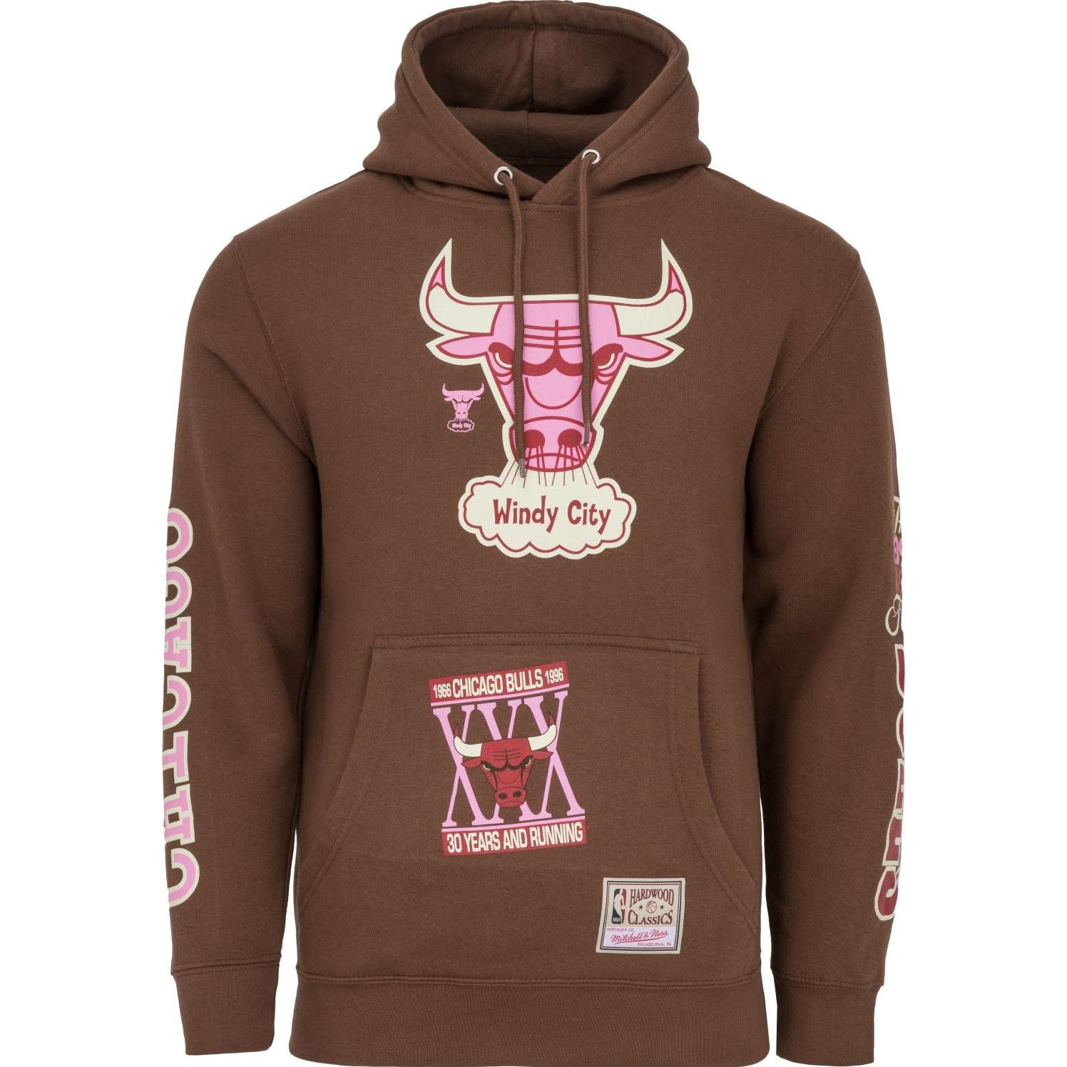 Mitchell & Ness, Herren, Pullover, Fleece Hoody - BROWN SUGAR Chicago Bulls - L, Braun, (L)