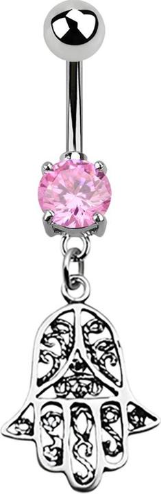 Immagine prodotto Star Piercing Banana in argento con ciondolo Hamsa rosa (senza ottone, Acciaio chirurgico 316L, Argento 925)