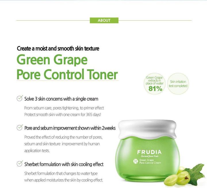Actual product image Frudia Pore Control Cream Cremation Is Green Grape Oily Skin 55G (24h cream)