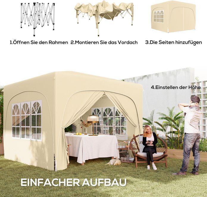 Actual product image Swisshandel24 Faltpavillon 3x3m, wasserabweisend, 4 Seitenteile, Sand (300 cm, 300 cm)